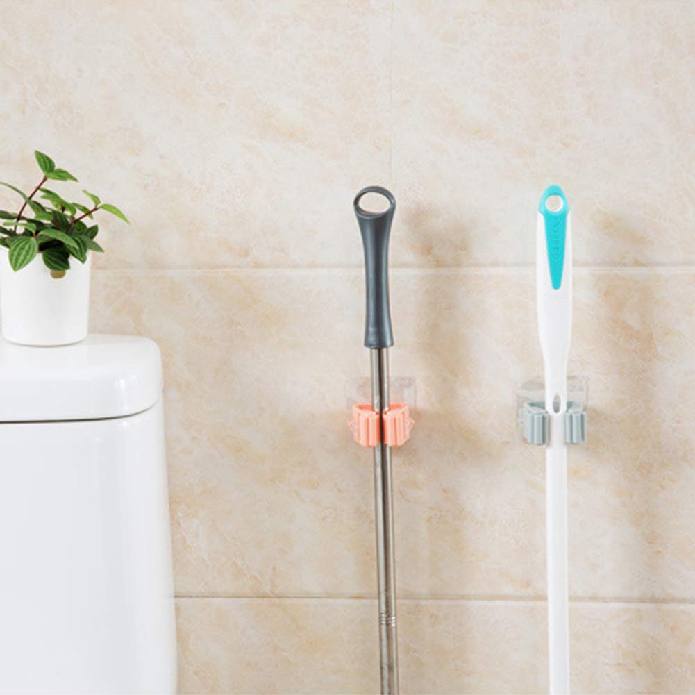 Ochoos Wall Mounted Broom Holder - White Kitchen Organizer for Brooms, Mops & Brushes - Space Saving Storage Rack for Cleaning Supplies - Perfect for Kitchen, Garage, Laundry Room & Closet Organization