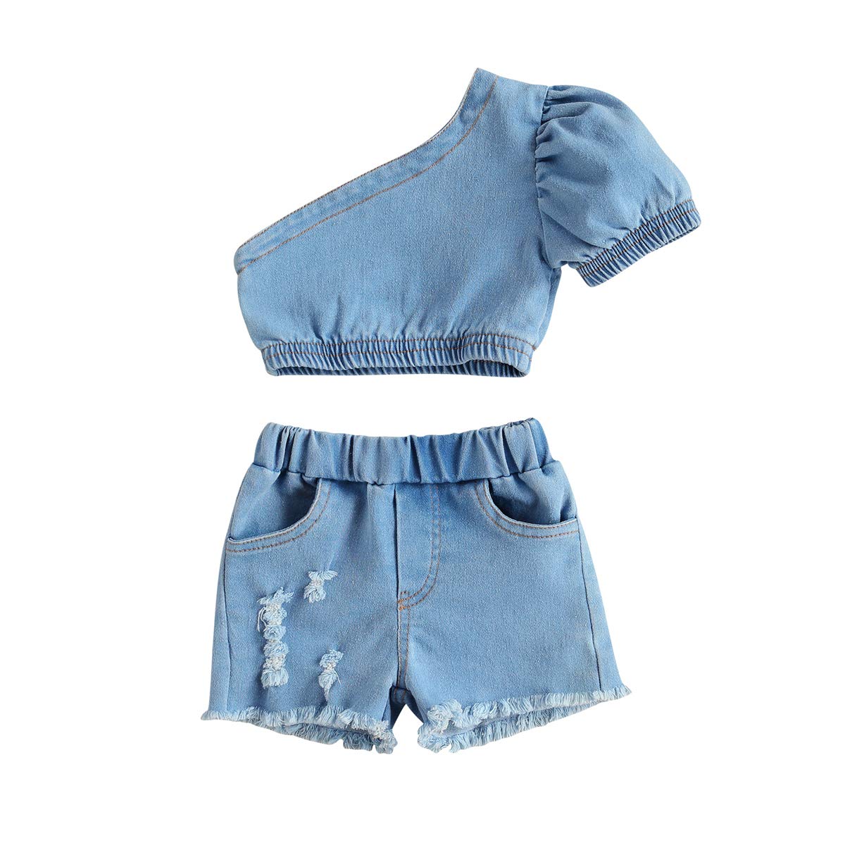 Toddler Baby Girls Summer Outfit Set - Sleeveless Cami Crop Top & Denim Shorts 2-Piece Clothing | Playtime & Casual Wear