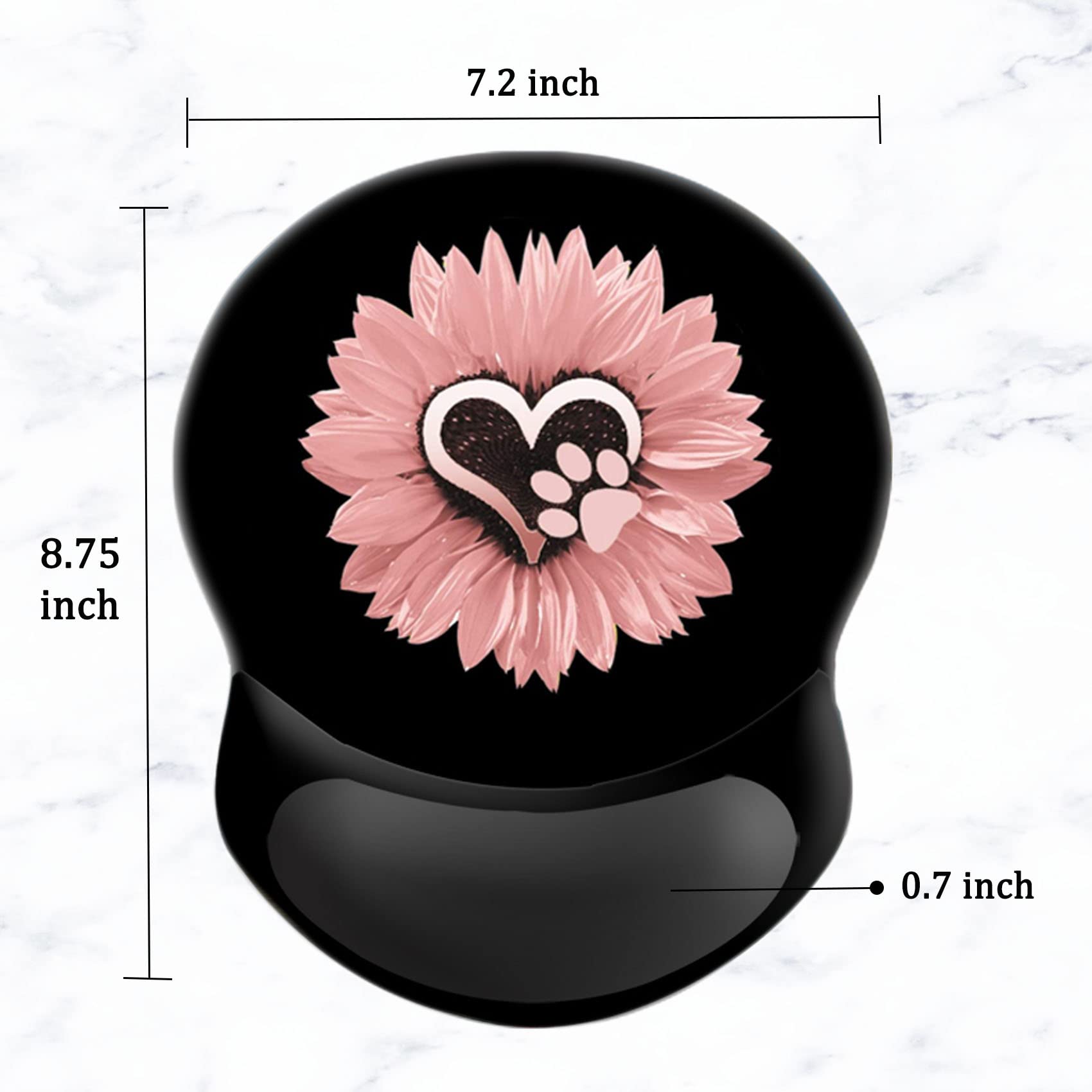 Ergonomic Mouse Pad with Wrist Support - Pain Relief, Non-Slip PU Base for Home Office, Working, Studying & Gaming - Comfortable Computer Mouse Pad (Pink Heart Flowers Design) - Perfect for Long Hours of Computer Use, Typing and Online Meetings