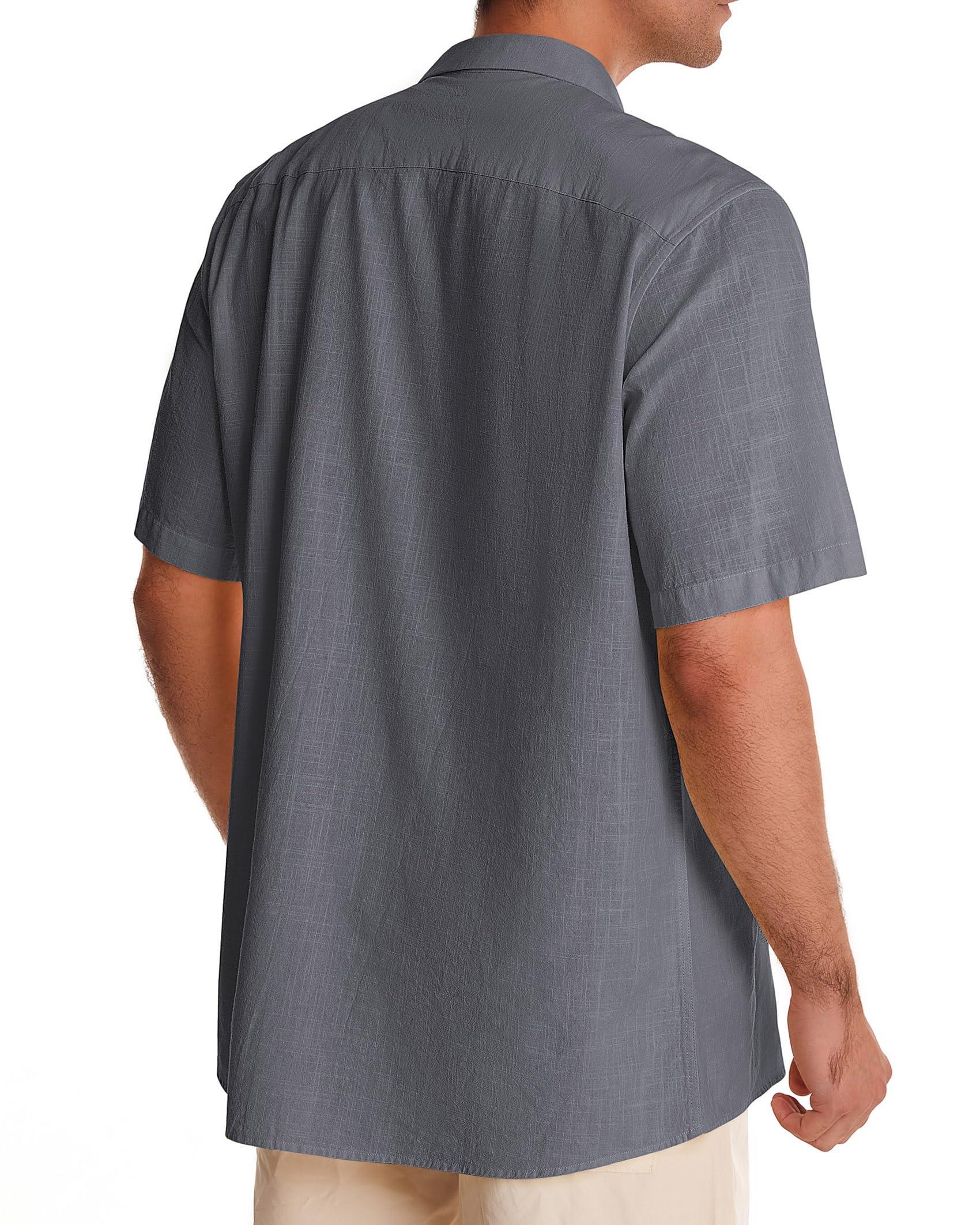 Men's Linen Short Sleeve Button Down Shirts - Breathable Cotton Summer Casual Shirts for Beach, Vacation & Hawaiian Style | Perfect for Tropical Getaways, Pool Parties and Summer Outings