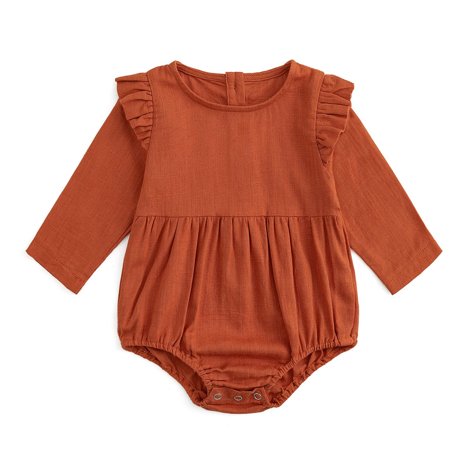 Simplee Kids Baby Onesies - Unisex Cotton Linen Handmade Romper Jumpsuit, Solid Color Long Sleeve Outfit for Newborns & Toddlers - Perfect for Playtime, Family Photos & Everyday Comfort