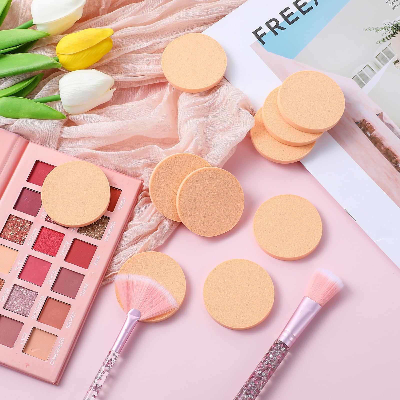 12 Pcs Nude Round Makeup Sponges - Premium Cosmetic Sponge for Liquid Foundation, Cream & Concealer | Wet & Dry Dual Use Beauty Blender | Perfect for Flawless Makeup Application at Home or On-The-Go