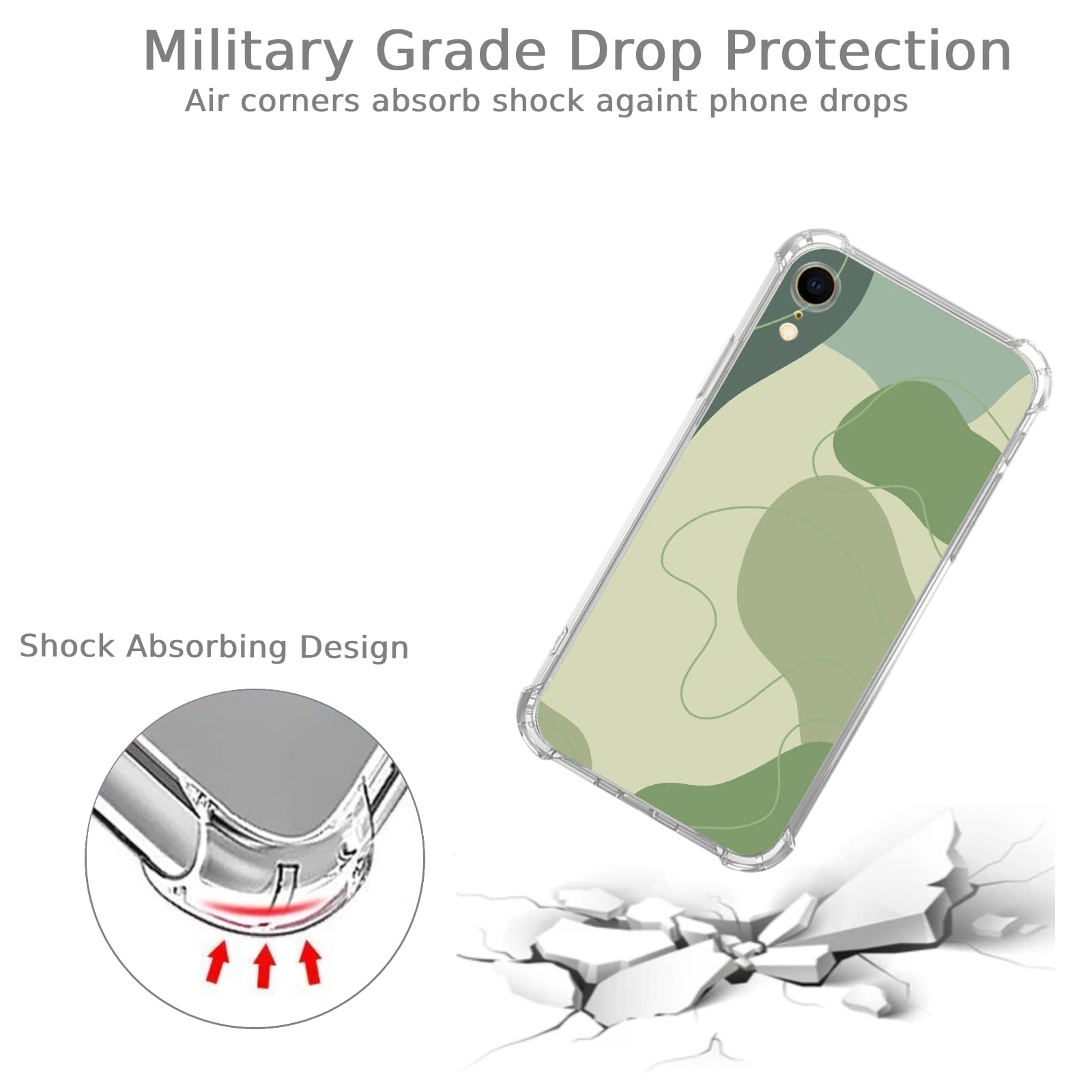 Eco-Friendly Sage Green iPhone XR Case - Minimalist Line Art Design, Trendy TPU Bumper Cover for Men & Women | Perfect for Daily Use, Travel & Office Protection