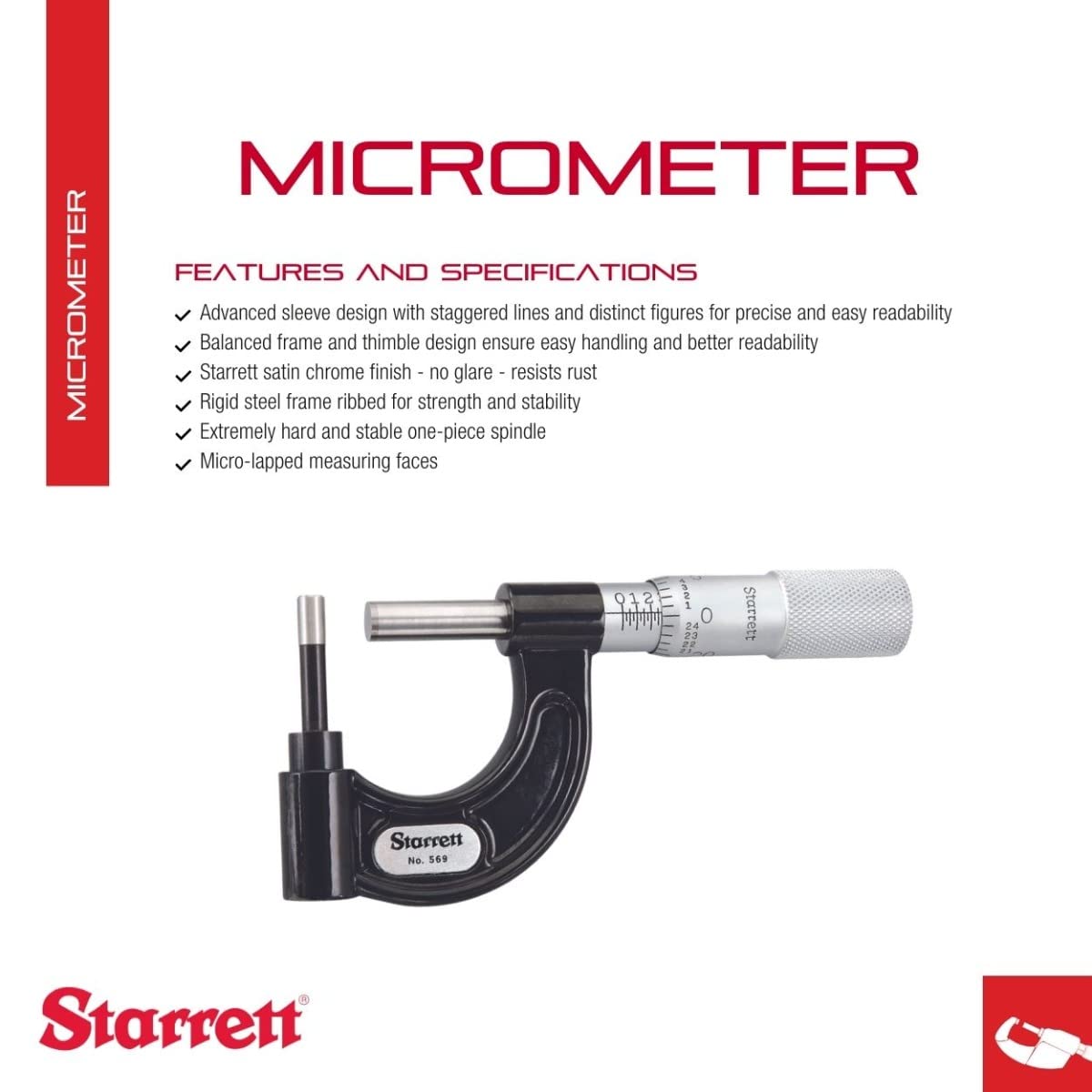 Starrett 569AXP Tube Micrometer 0-1