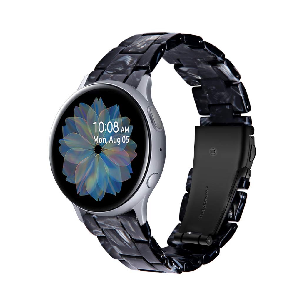 Premium 20mm Resin Watch Band Compatible with Samsung Galaxy Watch4 (40mm/44mm), Galaxy Watch4 Classic (42mm/46mm) & Galaxy Watch3 (41mm) - Durable Stainless Steel Buckle Strap Bracelet for Workout, Running & Everyday Wear