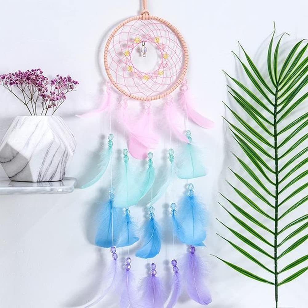 Rainbow LED Dream Catcher - Handmade Wall Hanging Decor for Girls Bedroom, Nursery & Home - Night Light & Boho Chic Room Decor for Teens, Kids Room & Dorm
