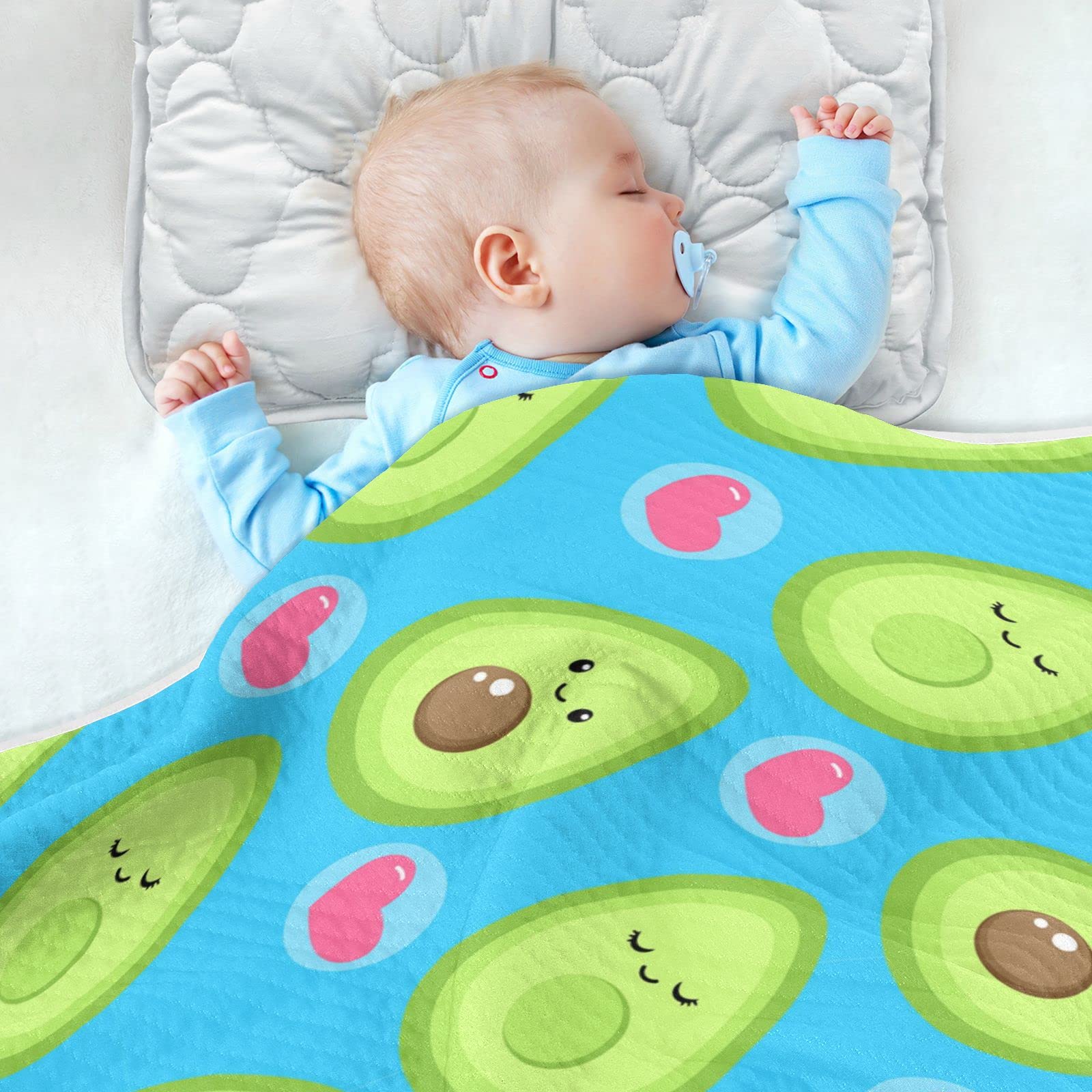 JIPONI Super Soft & Warm Baby Blanket - Cute Cartoon Avocado & Heart Design - Personalized 30x40 Inch Blanket for Boys & Girls | Perfect for Nursery, Stroller, Swaddling & Gift Giving