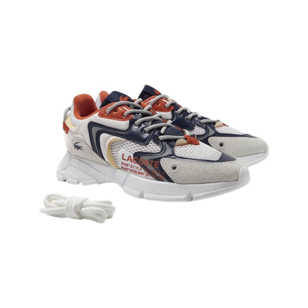 Lacoste Men's L003 NEO 223 Sneakers - White, Orange & Navy Colorway | Casual Athletic Shoes for Men | Perfect for Gym, Running & Everyday Wear