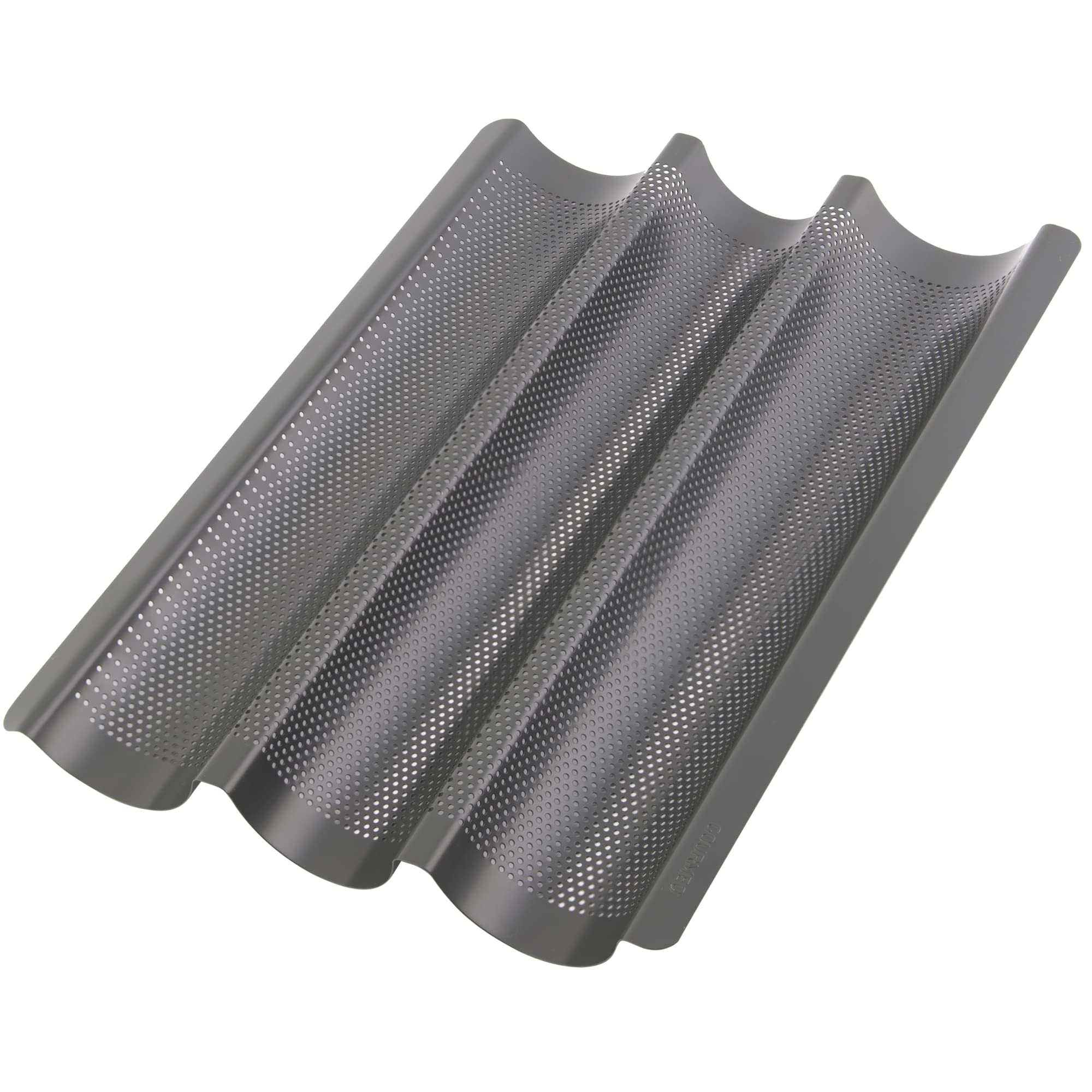 Non-Stick Perforated Baguette Baking Pan - French Bread Loaf Tray for 3 Perfect Baguettes - Premium Baking Supplies for Home & Professional Bakers - Ideal for French Bread, Sandwiches & Dinner Rolls