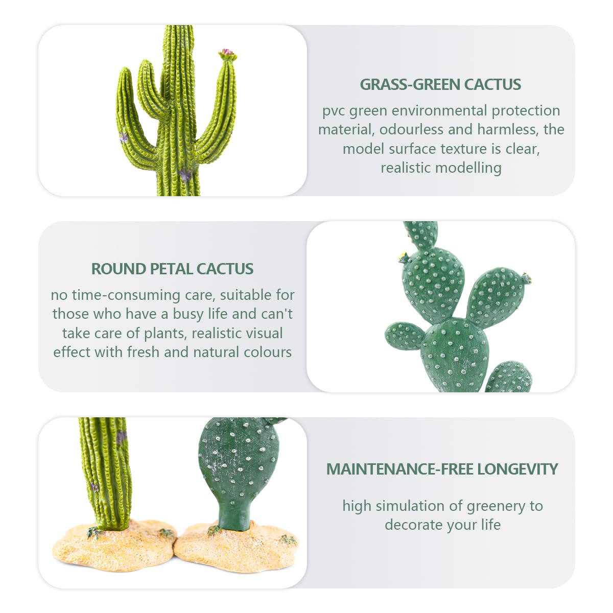 2Pcs Fake Cactus Plants for Reptile Terrarium - Realistic Desert Landscape Decor for Turtles, Lizards & Snakes - Perfect for Habitat Enrichment & Naturalistic Enclosures