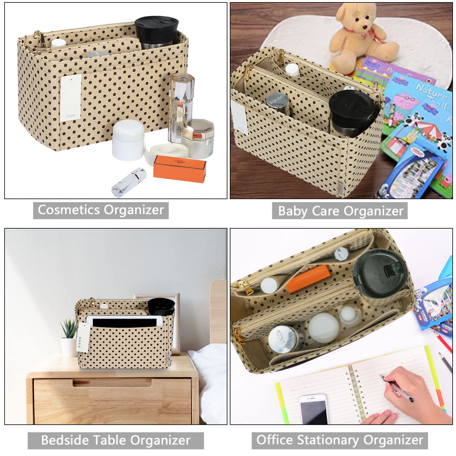 ZTUJO Felt Purse Organizer Insert for Louis Vuitton Speedy, Neverfull, Graceful & Tote Bags - Handbag Shaper & Storage Solution for Travel, Work & Daily Use