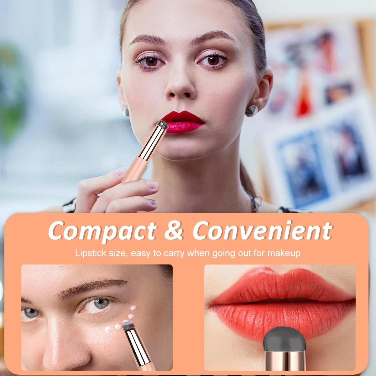 MAYCREATE® 2-in-1 Silicone Lip Brush & Concealer Brush - Double-Sided Travel Lipstick Applicator for Lip Gloss, Foundation, Makeup (Pink) | Perfect for On-the-Go Touch Ups & Professional Makeup Application
