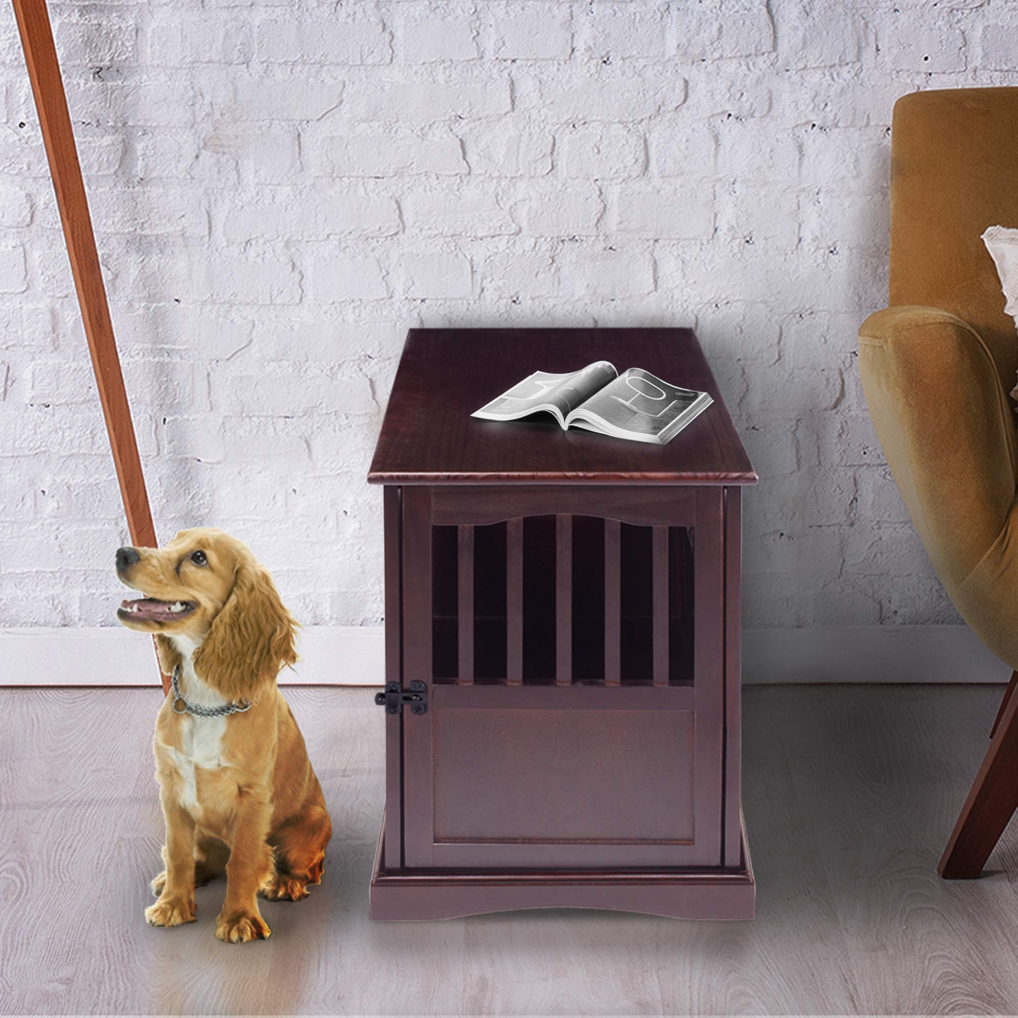 Casual Home Medium Wooden Pet Crate & End Table - Espresso Finish | Stylish Dual-Purpose Furniture for Living Room & Bedroom | Perfect for Small Dogs & Cats
