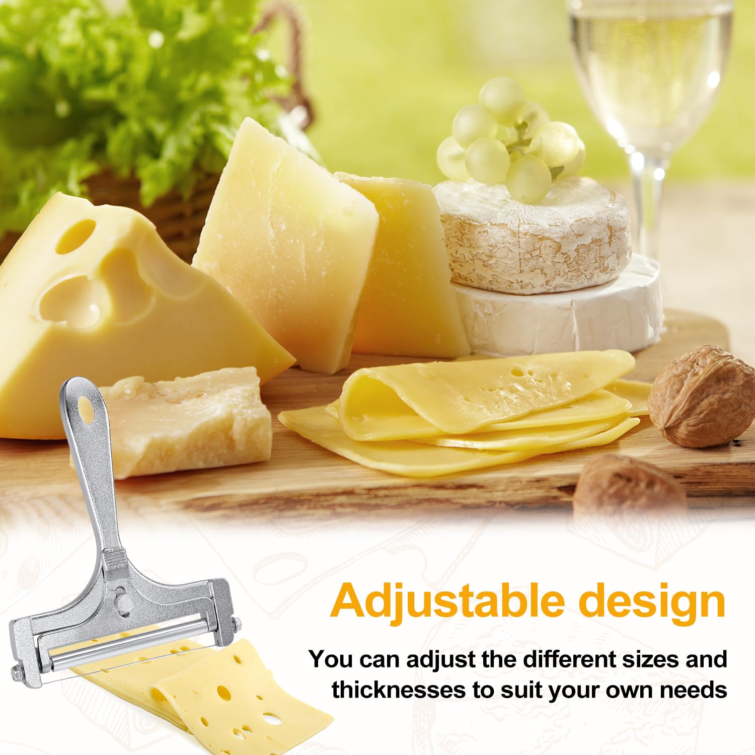 Premium Stainless Steel Wire Cheese Slicer with Cheese Shovel - Professional Cheese Cutting Board & Butter Slicer Kit for Hard Cheeses - Perfect for Charcuterie Boards, Cheese Platters & Gourmet Cooking