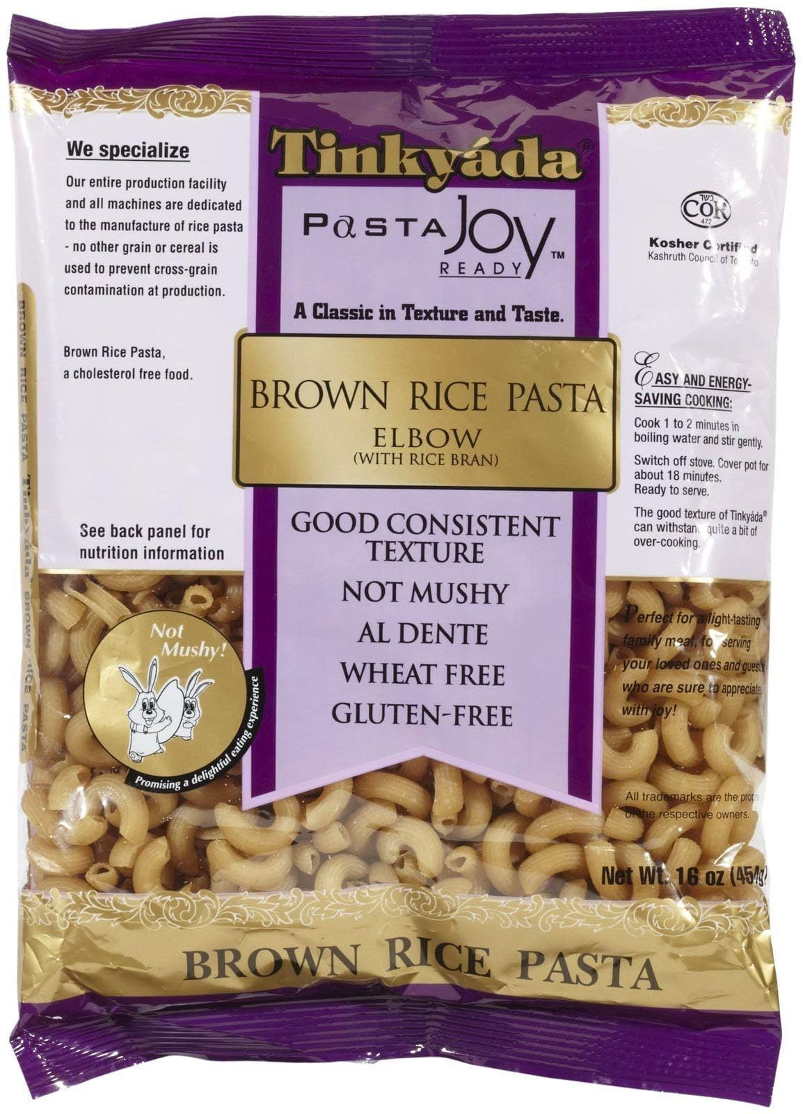 Tinkyada Organic Brown Rice Elbows Pasta - Gluten Free, Non-GMO, Vegan - 16 oz (Pack of 12) - Perfect for Healthy Meals, Italian Dishes & Family Dinners