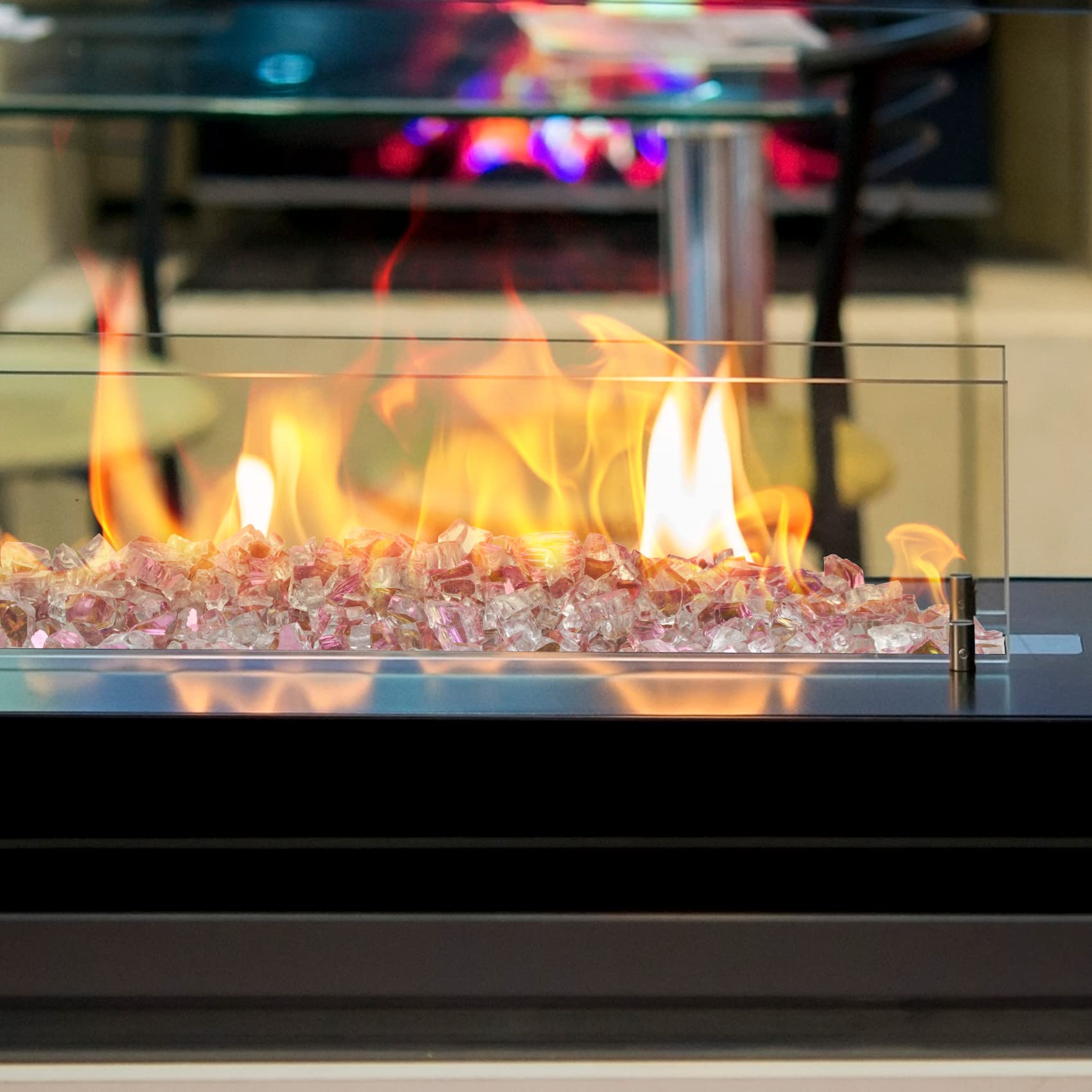 Onlyfire 10 lbs Fire Glass for Propane Fire Pit & Gas Fireplace - 1/2 Inch Reflective Fire Pit Glass Rocks - High Luster Rose Gold - Perfect for Fire Pit Tables, Fire Bowls & Outdoor Decor