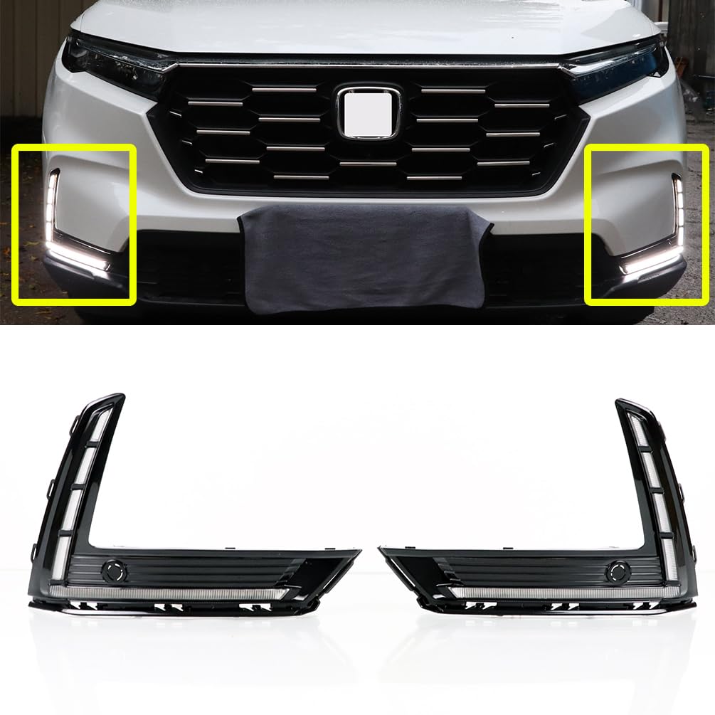 2023-2025 Honda CR-V LED Fog Lights with DRL & Amber Turn Signal - High Brightness Daytime Running Lights - Direct Replacement for CRV Models - Perfect for Night Driving & Off-Road Adventures