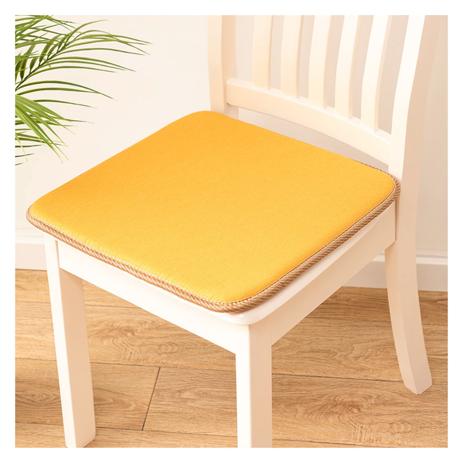 Non-Slip Square Dining Chair Cushions with Ties - 40x40cm Yellow Seat Pads for Kitchen, Dining Room, Office, Patio & Garden Chairs - Comfortable & Stylish Home Decor Accessories