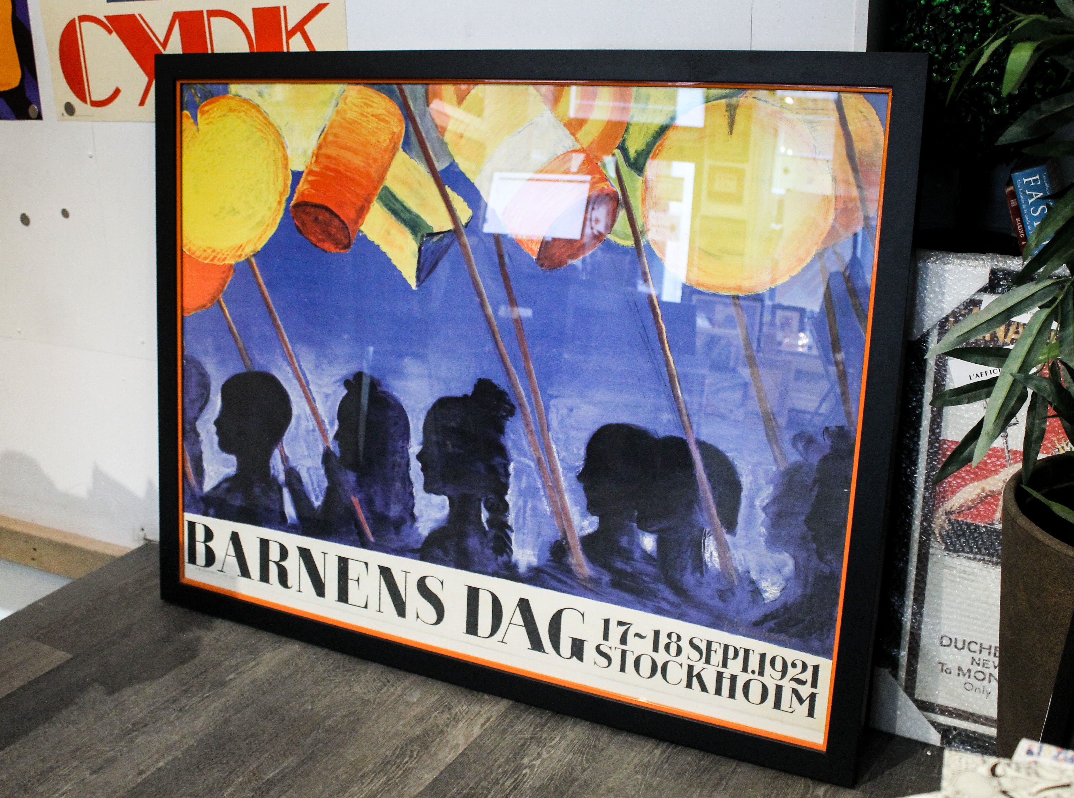Vintage 1921 Swedish Art Deco Poster - Barnens Dag (Children's Day) Framed Wall Art - Perfect for Nursery, Kids Room Decor & Vintage Collectors