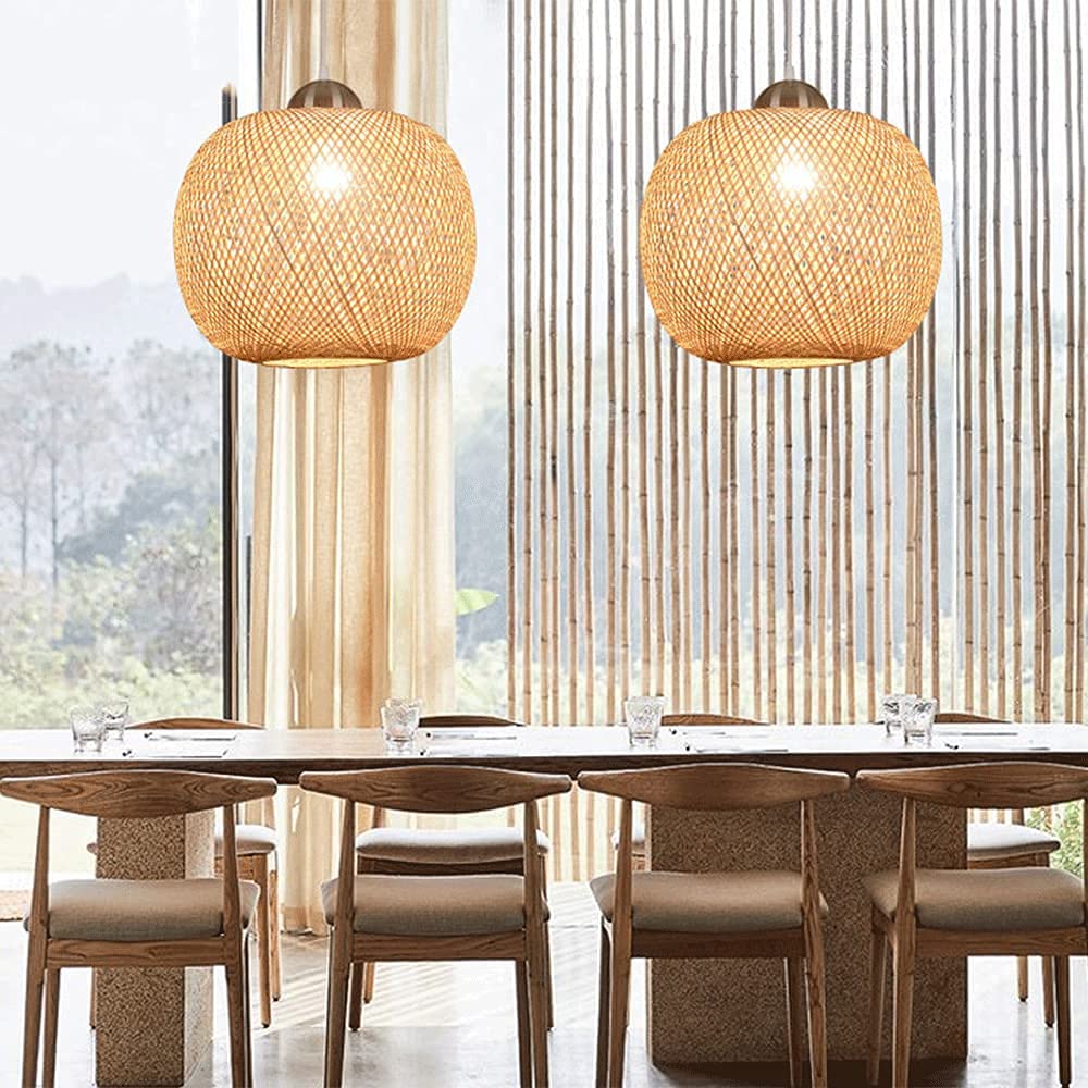 Hand-Woven Bamboo Pendant Light - Creative Dome Bird Cage Ceiling Fixture with Adjustable Cord - Natural Art Bird Nest Lamp Shade for Boho, Farmhouse & Coastal Home Decor - Perfect for Living Room, Bedroom or Dining Area Lighting