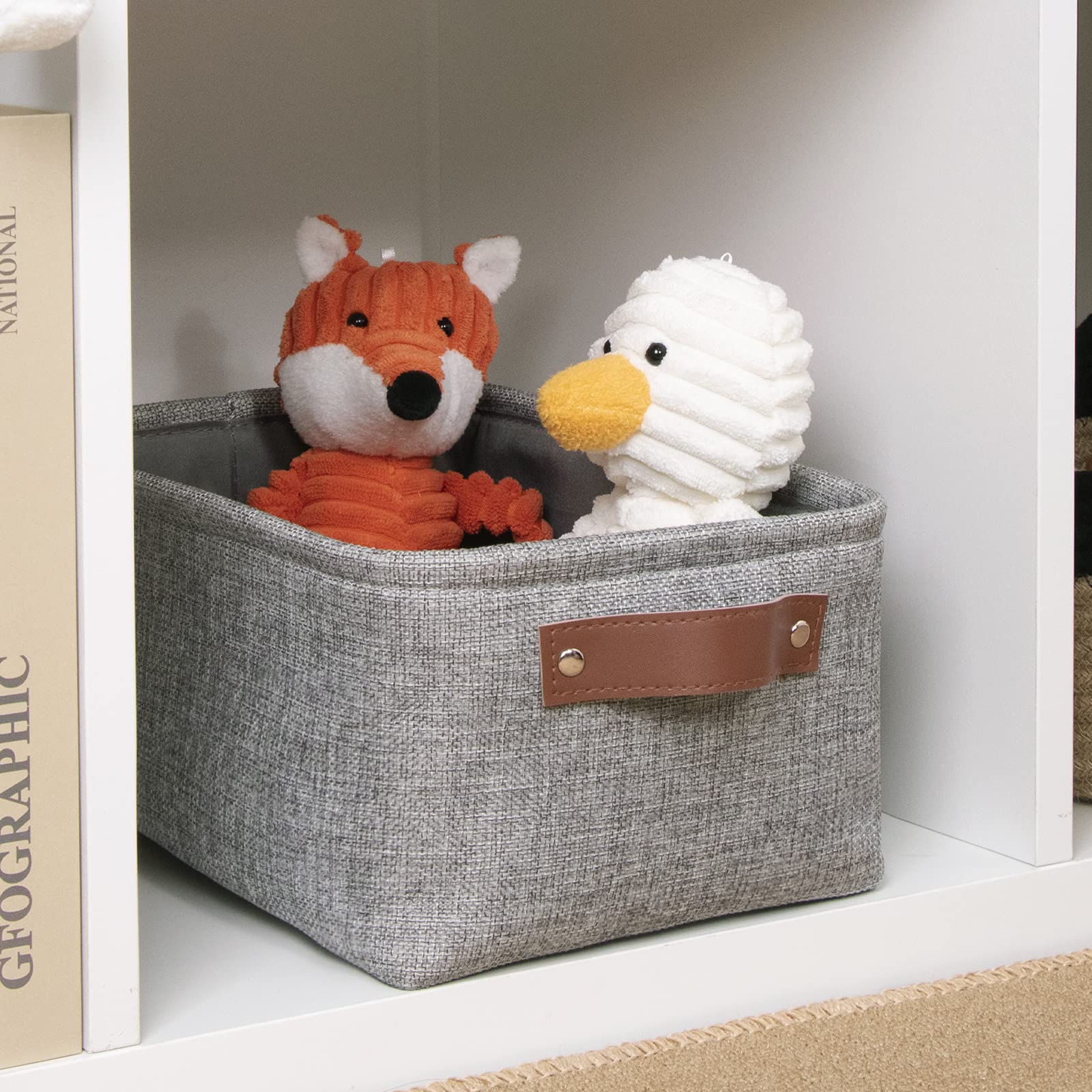 DULLEMELO Small Collapsible Fabric Storage Basket - Foldable Organizer for Shelves, Closets, Laundry & Nursery - Decorative Gray Gift Basket - Perfect for Home Organization & Stylish Storage Solutions