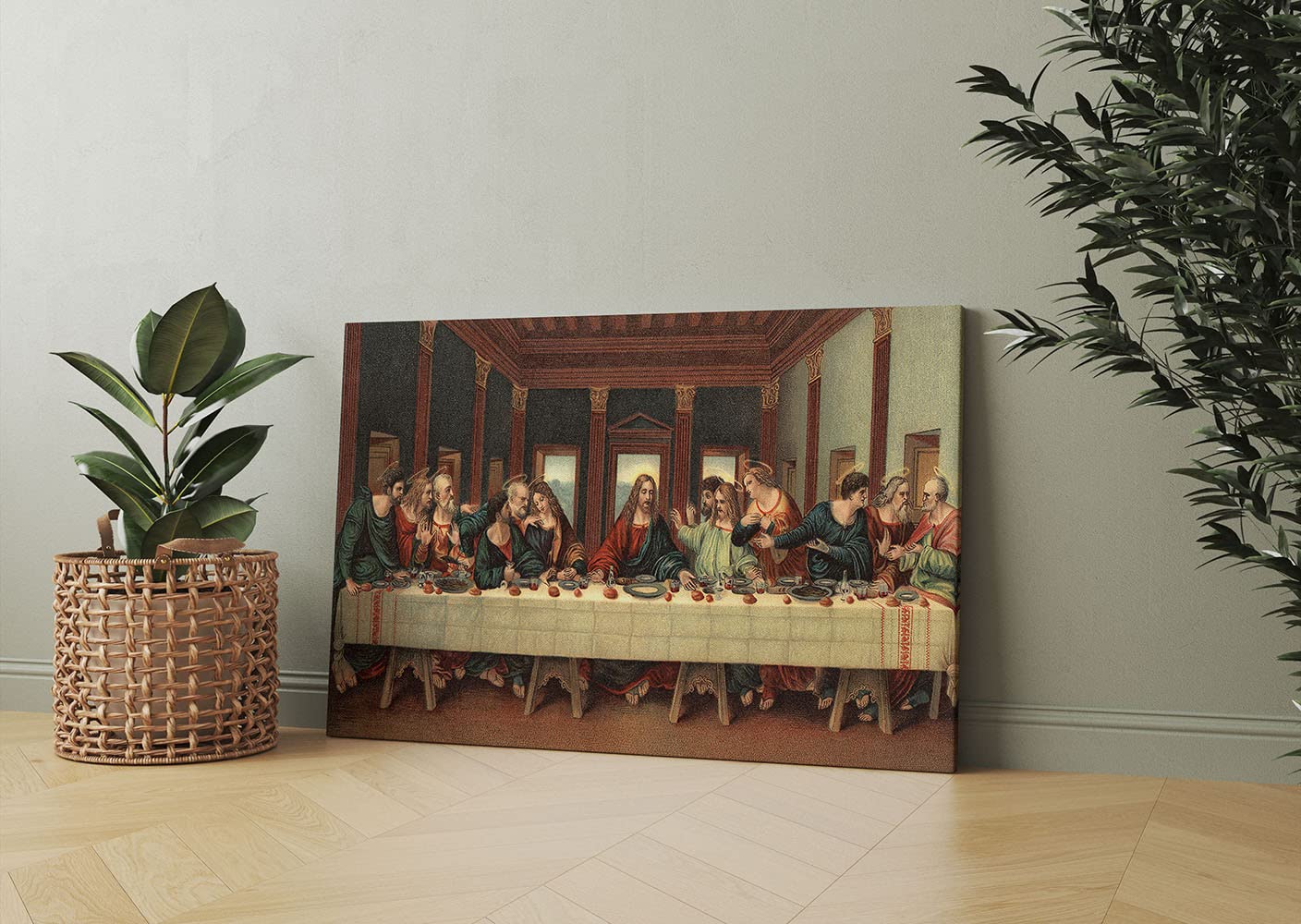 YOUHONG The Last Supper Jesus with Twelve Disciples Canvas Wall Art - Da Vinci Inspired Religious Painting for Home Decor (12''H x 18''W) - Perfect for Living Room, Bedroom & Church Decorations