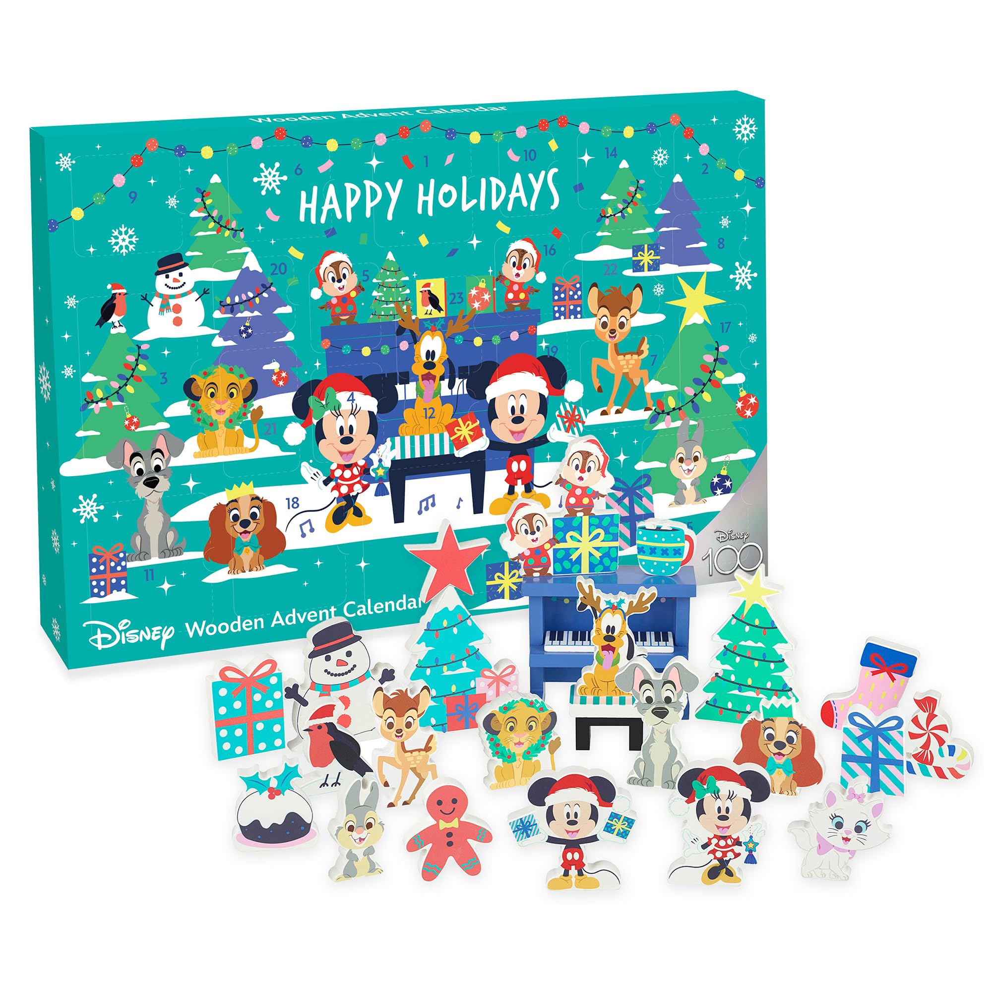 Disney 2023 Advent Calendar for Kids - Wooden Christmas Countdown Calendar with Mickey Mouse & Animal Figurines - Best Holiday Gift for 1 Year Old Toddlers, Boys & Girls - Perfect for Home Decor, Preschool Learning & Christmas Traditions