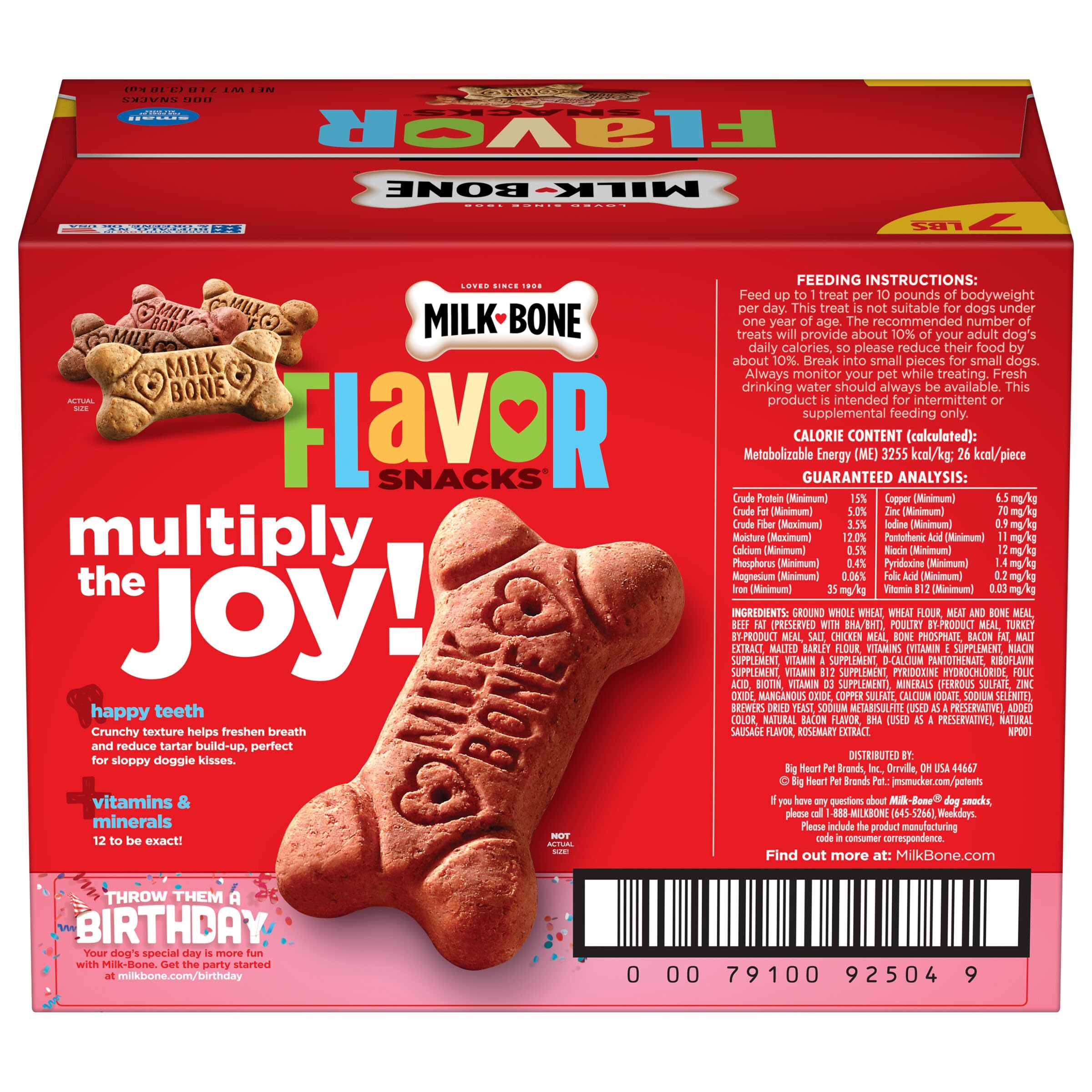 Milk-Bone Flavor Snacks Small Dog Biscuits - Crunchy Dog Treats for Small Breeds, 7lb Box - Perfect for Training, Rewards & Dental Health