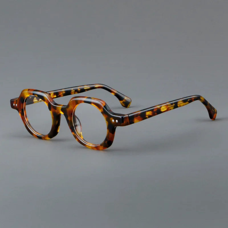 CCspace Unisex Full Rim Flat Top Round Acetate Eyeglasses 301253 - Retro Style Glasses for Men & Women - Perfect for Reading, Fashion & Everyday Wear