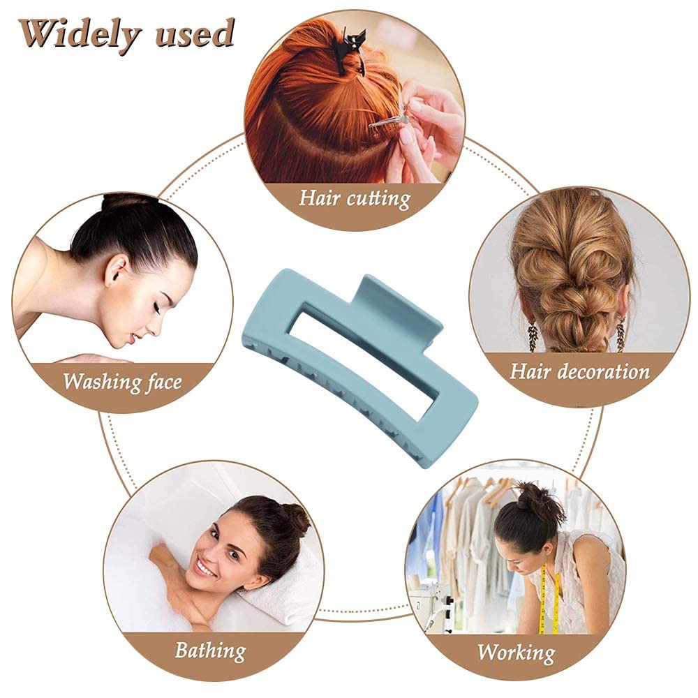 MINTA Women's Thick Rectangle Claw Clip - 5 Color Jumbo Hair Clips with Strong Hold, Matte Finish Banana Clips for Women & Girls - Perfect for Ponytails, Buns & Everyday Hairstyles