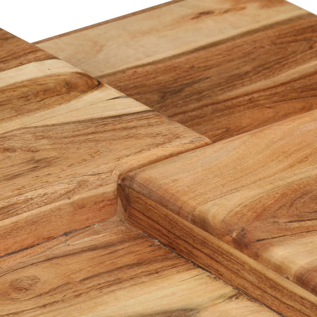 Rustic Solid Acacia Wood Coffee Table with Storage - 27.5
