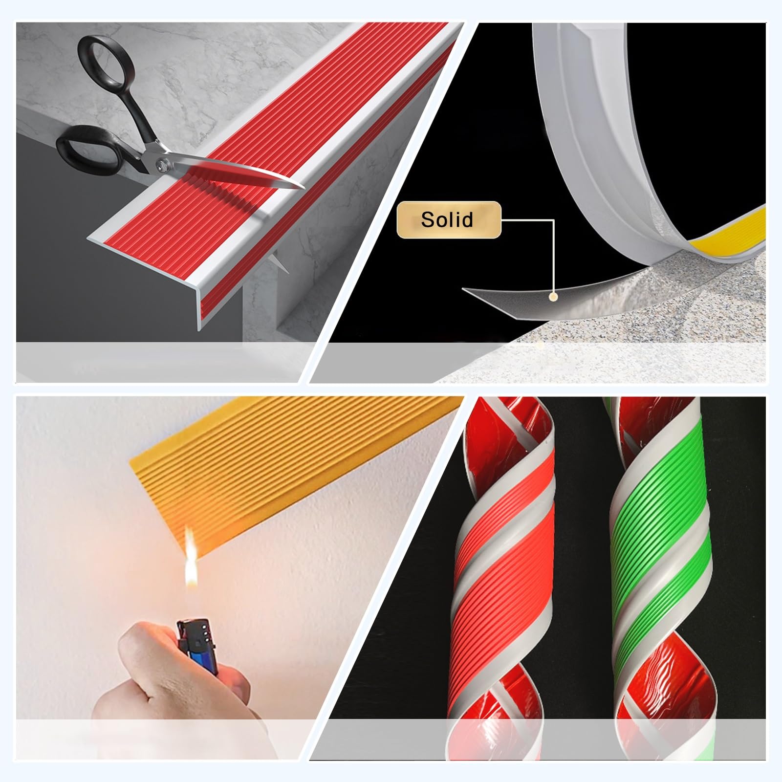 Non-Slip L-Shaped Vinyl Stair Edge Protector - Self-Adhesive Rubber Stair Nosing for Indoor/Outdoor Safety - Easy Installation, Durable Red Stair Tread Cover (Perfect for Homes, Offices & Public Spaces)