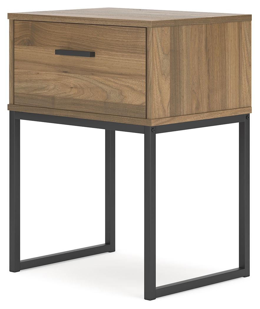 Deanlow Honey Nightstand with One Drawer - Compact Bedside Table for Bedroom, Living Room, or Office - Perfect for Storage and Organization
