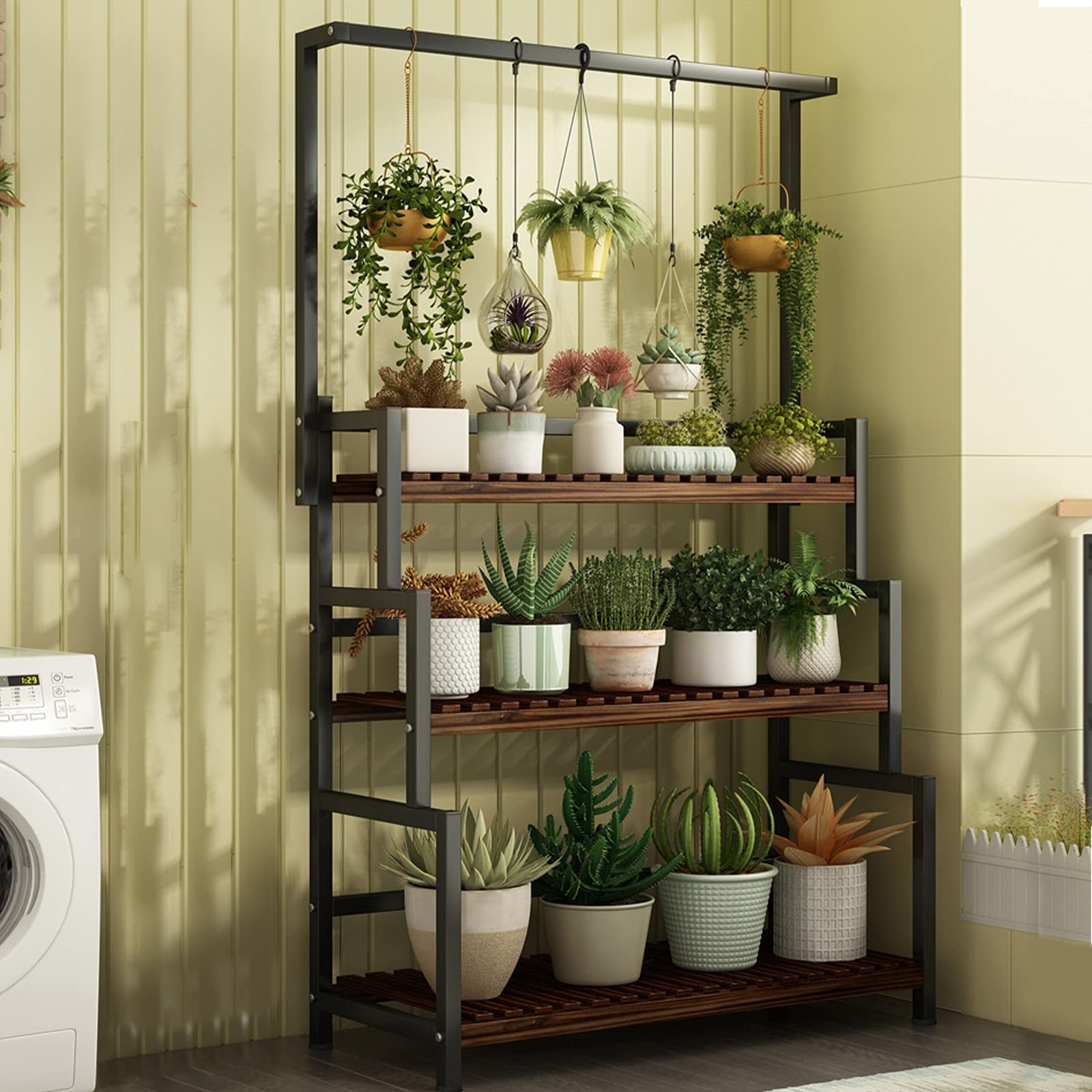 3-Tier Metal Flower Stand Planter Shelf - Hanging Plant Organizer Rack for Indoor Plants, Pots & Home Decor | Perfect for Living Room, Balcony & Garden Decoration