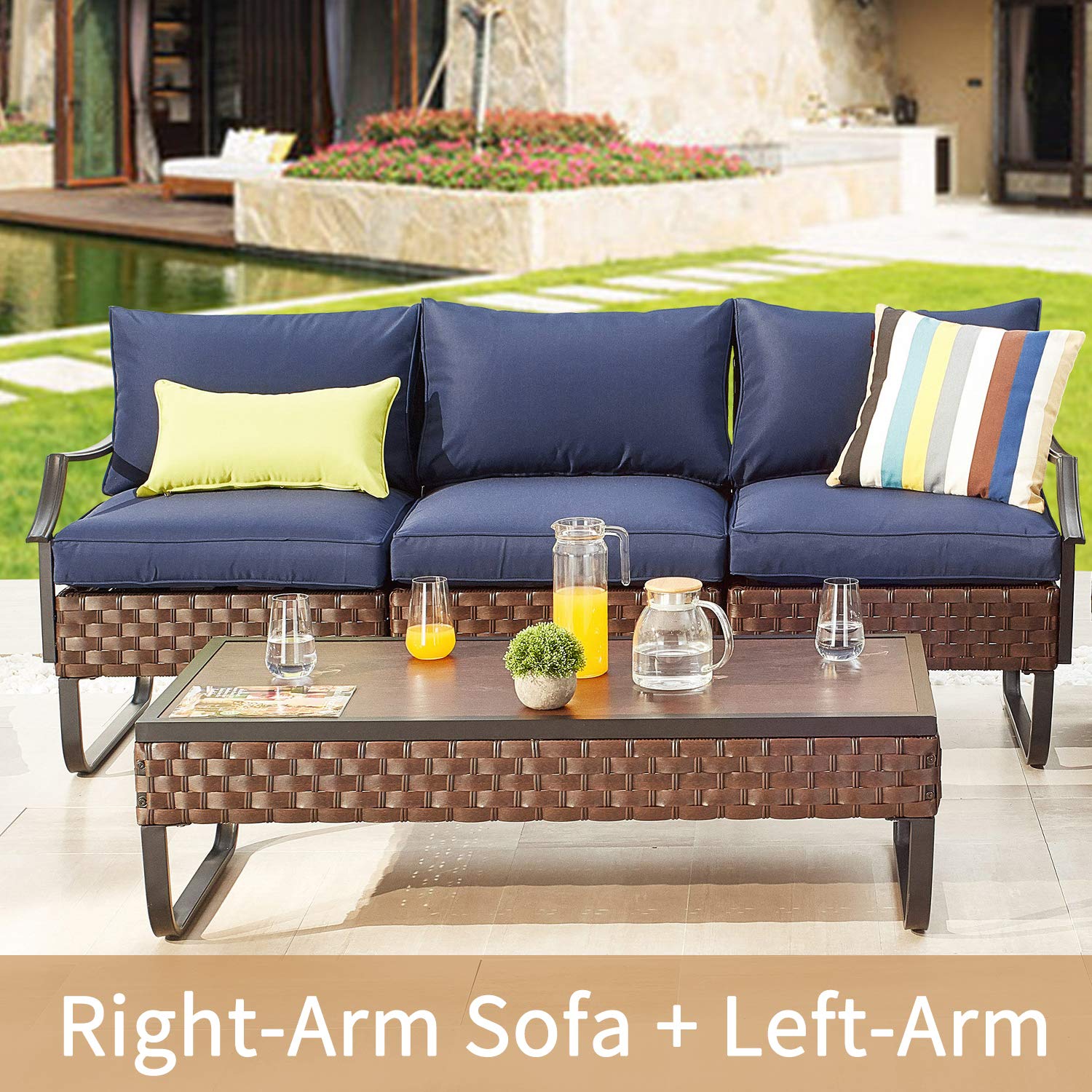 Romayard 6-Piece Patio Conversation Set with U-Leg Sectional & All-Weather Cushions - Outdoor Furniture for Garden, Backyard, and Poolside Relaxation