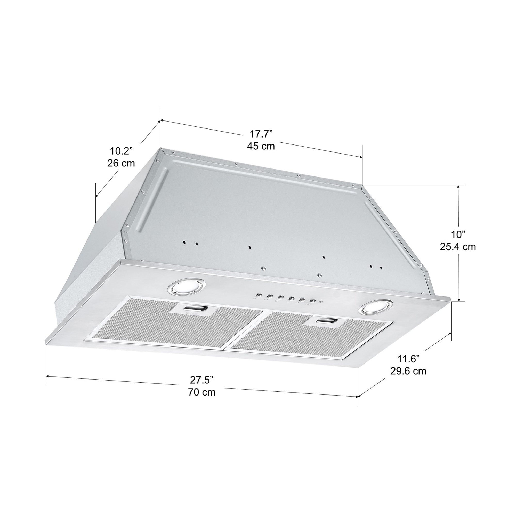 28-inch Built-in BNL430 420 CFM Ducted Range Hood with Night Light - Powerful Kitchen Ventilation for Smoke & Odor Removal - Perfect for Modern Homes & Cooking Enthusiasts