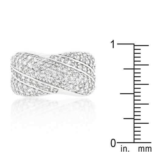 Pave Overlap Diagonal Ring - Elegant Stackable Diamond Ring for Women | Perfect for Weddings, Anniversaries & Everyday Luxury Jewelry