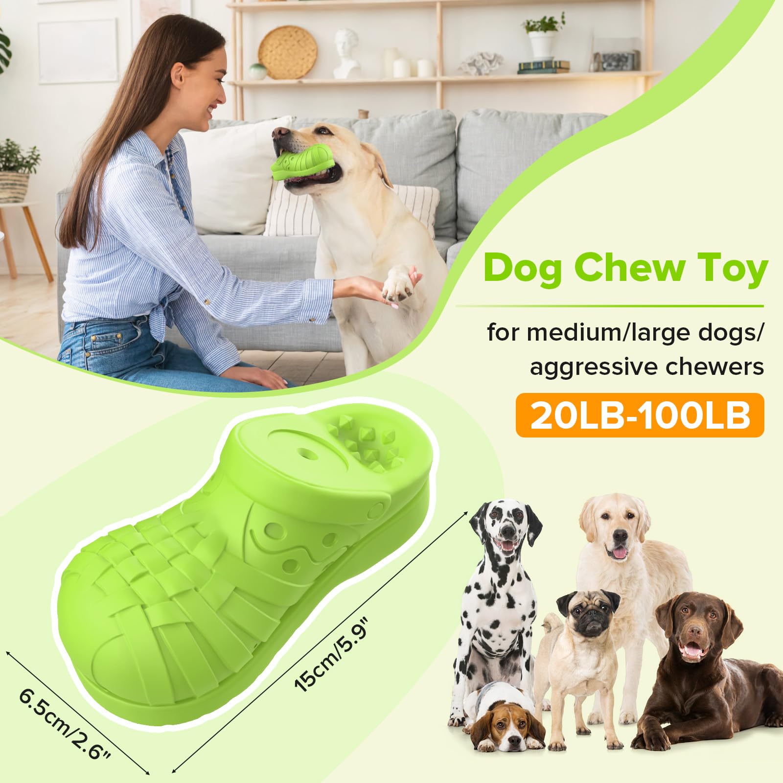 Indestructible Dog Chew Toys for Aggressive Chewers - Natural Rubber Durable Chew Toy with Beef Flavor for Large Dogs - Interactive Pet Toys to Keep Dogs Busy & Entertained - Perfect for Playtime, Training, and Anxiety Relief