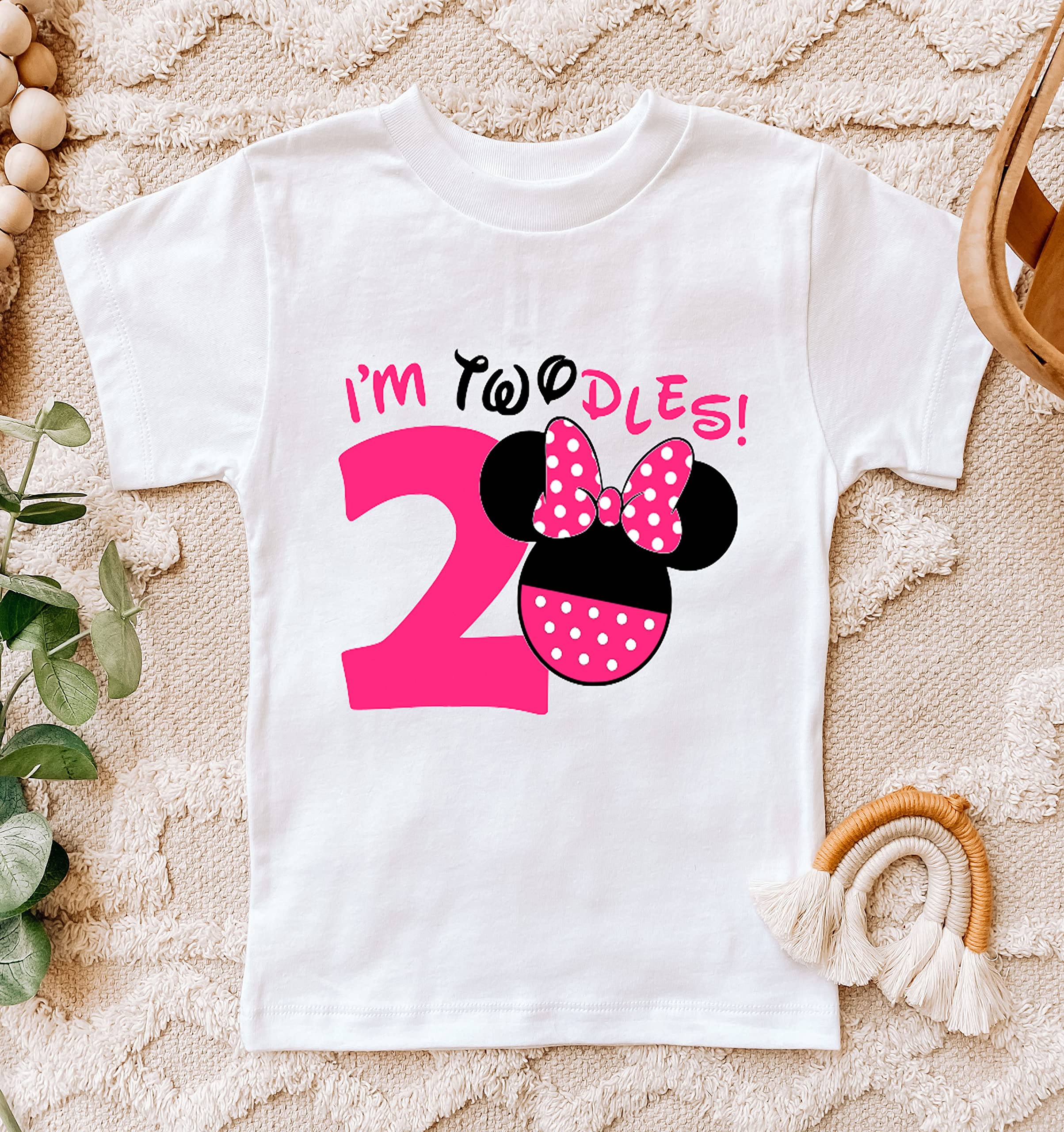Minnie Mouse Birthday Shirt for Girls - 2nd & 3rd Birthday Outfit with Oh Twodles Design - Toddler Girl's Party Clothes (3T) - Perfect for Birthday Celebrations, Photoshoots & Special Occasions