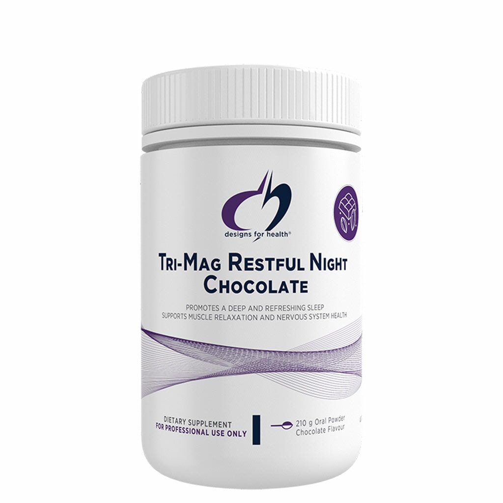 Designs for Health Tri Mag Restful Night Chocolate - Magnesium Supplement for Better Sleep & Relaxation | Ideal for Stress Relief & Nighttime Calm