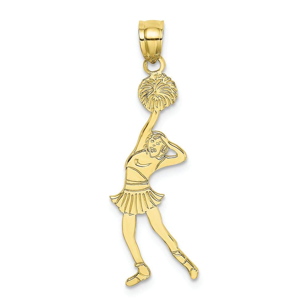 10k Yellow Gold Cheerleader Charm Pendant - Hand on Head Design - Dainty Jewelry for Cheerleading Enthusiasts - Perfect for Gifts, Sports Events & Team Spirit Accessories