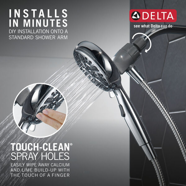 Delta 75609 6-Setting Magnetic Hand Shower with SureDock - Chrome Finish for Bathroom, Spa & Relaxation