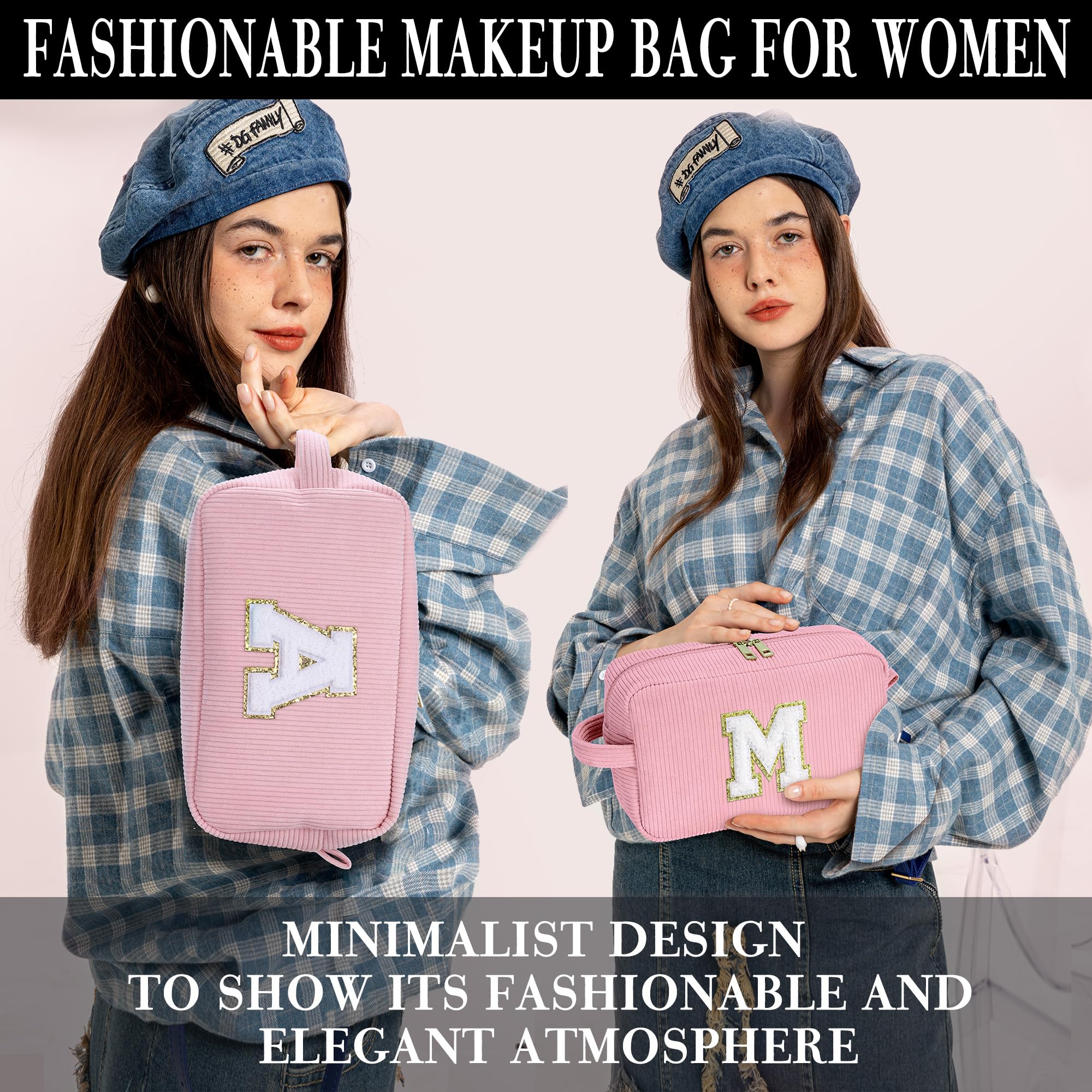 Personalized YOOLIFE Monogram Travel Makeup Bag - Cute Cosmetic Organizer for Women & Teens | Easter, Birthday Gift Idea for Girls, Best Friends | Perfect for Travel, Gym, School & Daily Use