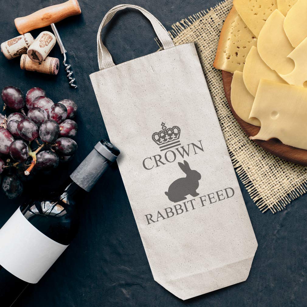 Custom Cotton Wine Gift Bag with Crown Rabbit Design - Natural Canvas Tote for Animal Feed, Farm & Housewarming Gifts - Perfect for Parties, Weddings & Special Occasions