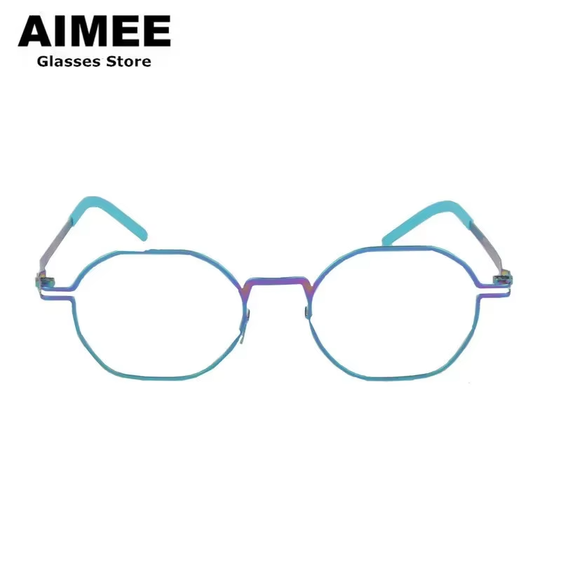 Aimee Women's Full Rim Polygon Screwless Steel Eyeglasses Frame 19135 - Lightweight & Durable Eyewear for Work, Reading, and Fashion Accessories