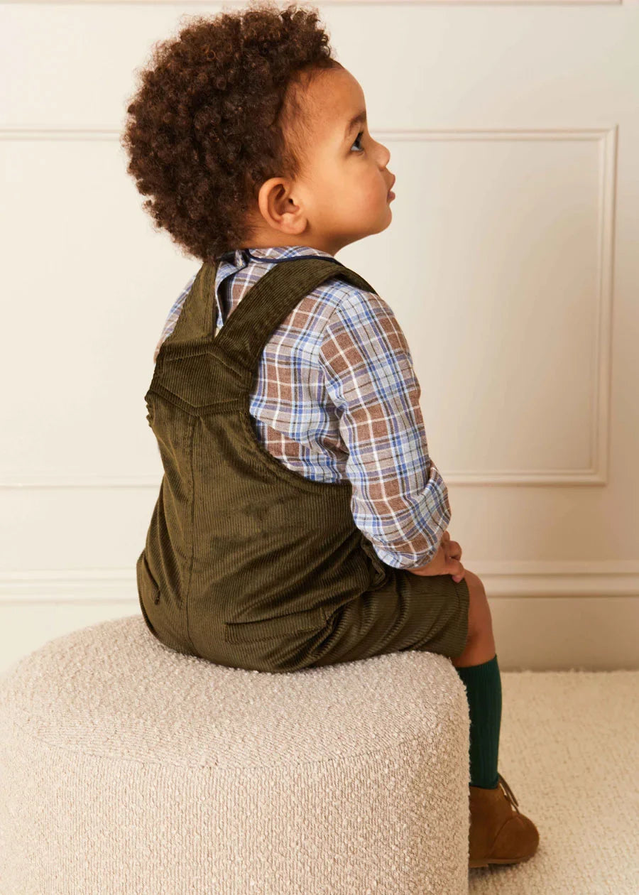 Green Velvet Dungarees for Baby Boys - Soft & Stylish Overalls for Infants 0-24 Months - Perfect for Photoshoots, Holidays & Special Occasions