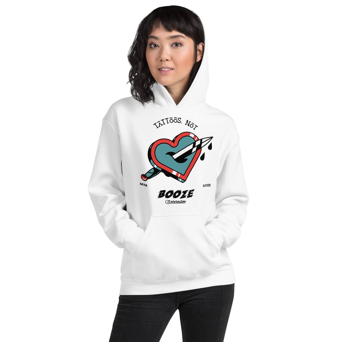 Tattoos Not Booze Unisex Hoodie - Trendy Graphic Pullover for Men & Women - Perfect for Casual Wear, Street Style & Everyday Comfort