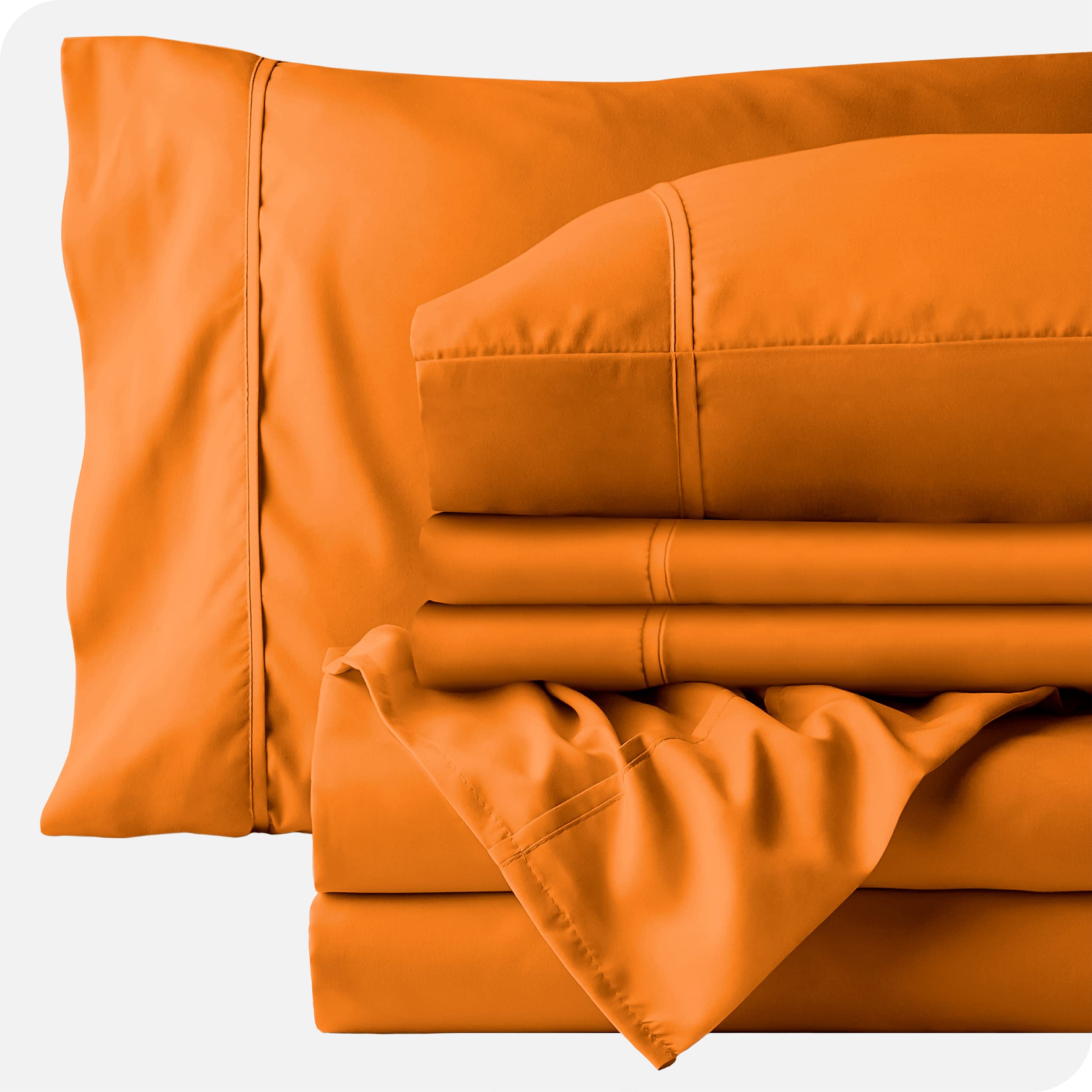6-Piece Orange Full Sheet Set with 28-Inch Deep Pockets for Adjustable Beds - Soft, Breathable & Wrinkle-Free Bedding for Comfortable Sleep