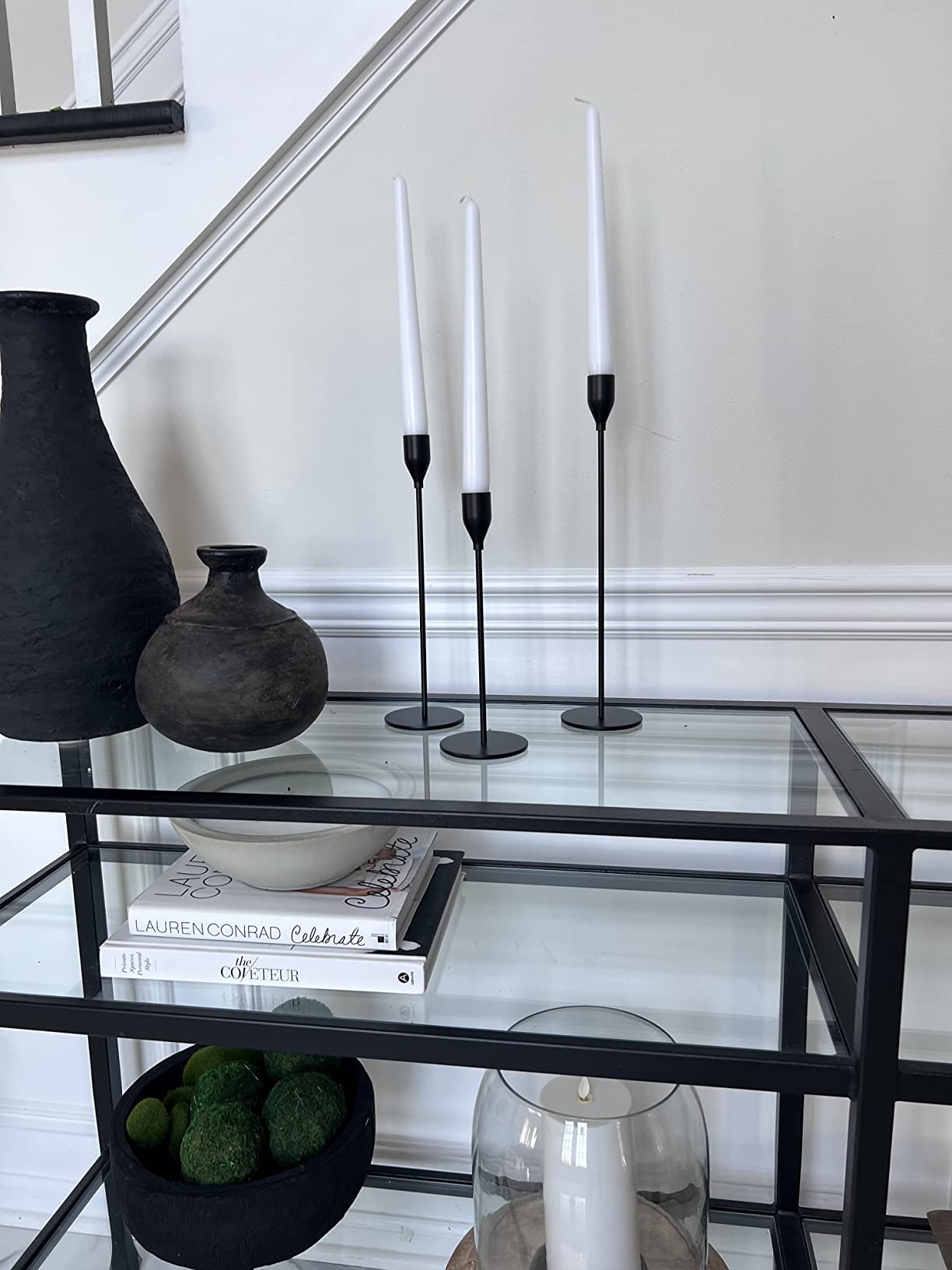 Lobolighting Black Candlestick Holders Set of 6 - Modern Farmhouse Taper Candle Holders for Fireplace, Mantel, Table Centerpiece Decor - Perfect for Weddings, Holidays & Home Decor