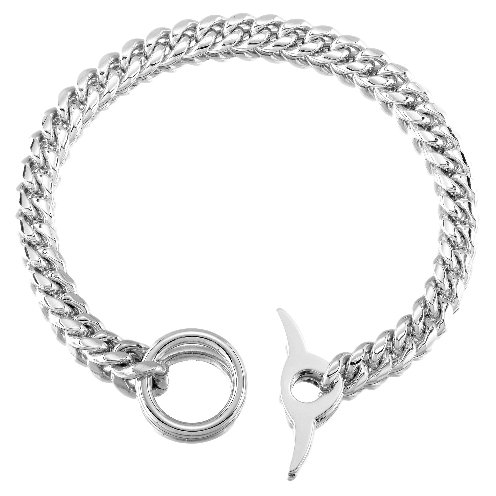10MM Heavy Duty Chew Proof Dog Chain Collar - Adjustable Cuban Link Training Collar for Small, Medium & Large Dogs | Durable Polished Metal Walking Collar with Toggle Clasp for Daily Walks, Training & Outdoor Adventures